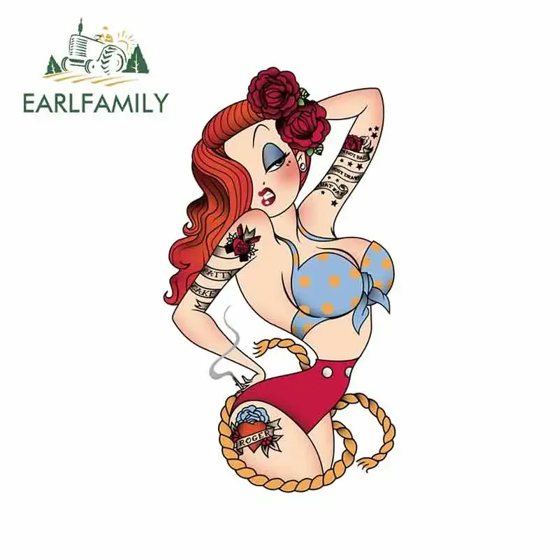EARLFAMILY 13cm x 7.2cm For Sexy Girl Vinyl Material Car Stickers Creative Decal Waterproof Body For Car Waterproof
