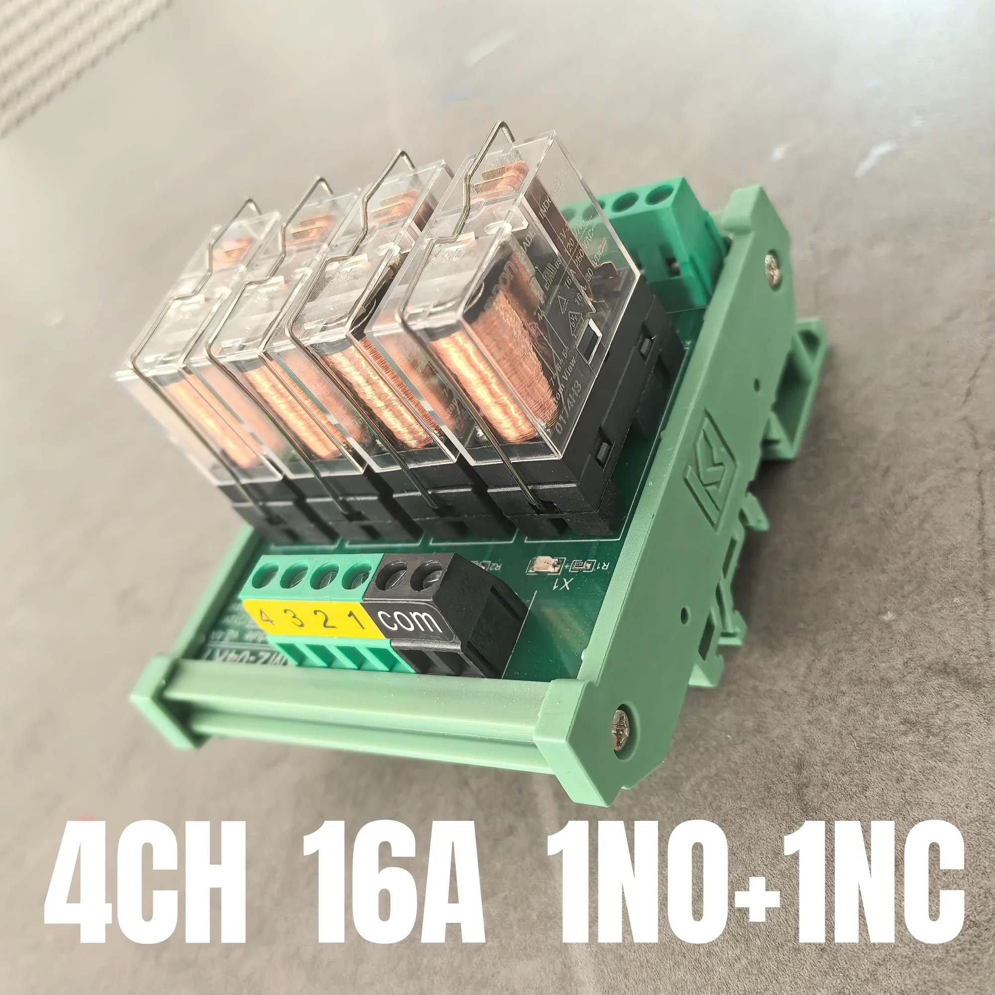 4 channels 16A Power Relay Interface Module DIN Rail Mount  1 NO+1NC G2R-1-E DC12v/24V Relay PLC Signal Isolation Amplifier