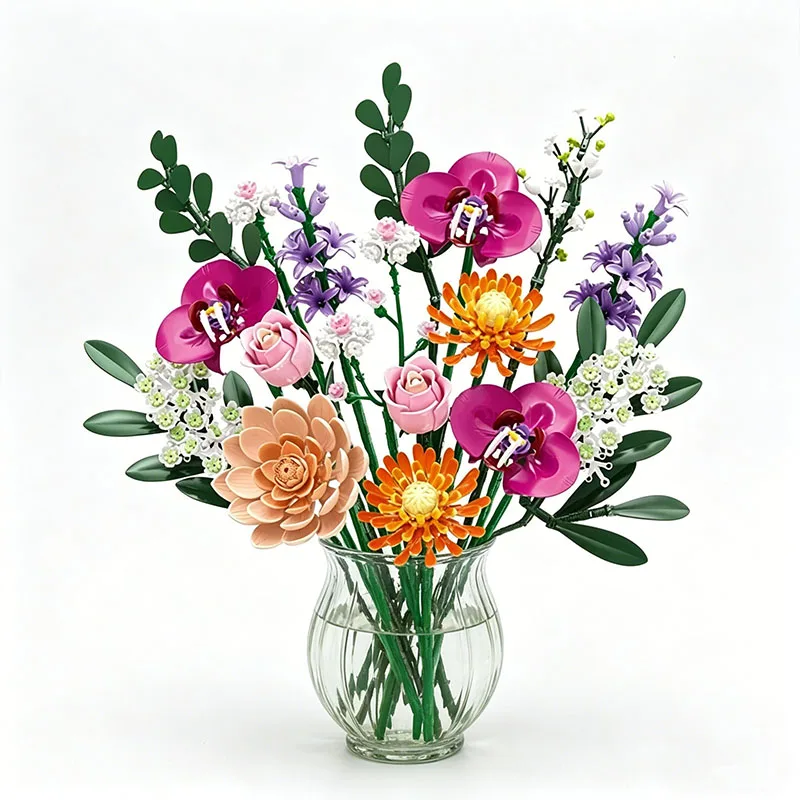 

Искусственные цветы-конструкторы: букет из фаленопсиса, орхидей, роз, лаванды. Набор для самостоятельной сборки. Украшение для дома. Креативный подарок для взрослых.