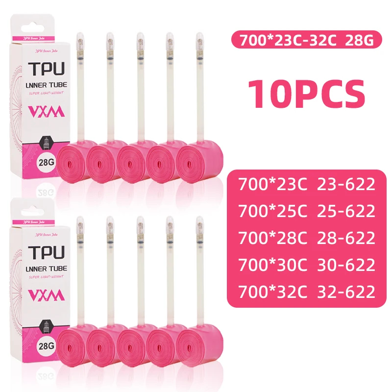 VXM 10 Stück Ultraleichte 28g Fahrrad-TPU-Schläuche 700X18 25 28 32 Rennrad-TPU-Reifen 45mm/65mm/85mm Länge Französisches Ventil – Detail 9