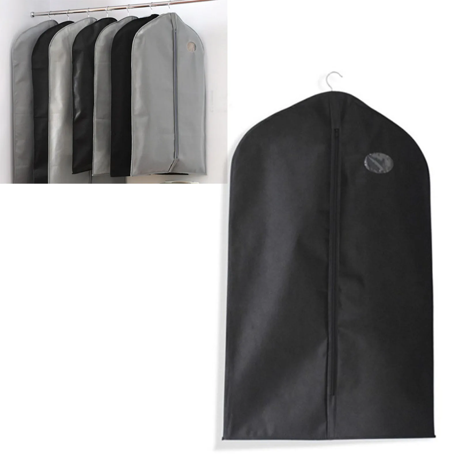 

Suit Dust Cover Black Non Woven Fabrics Small Size Hanging Garment Bag For Home Travel Storage Organization