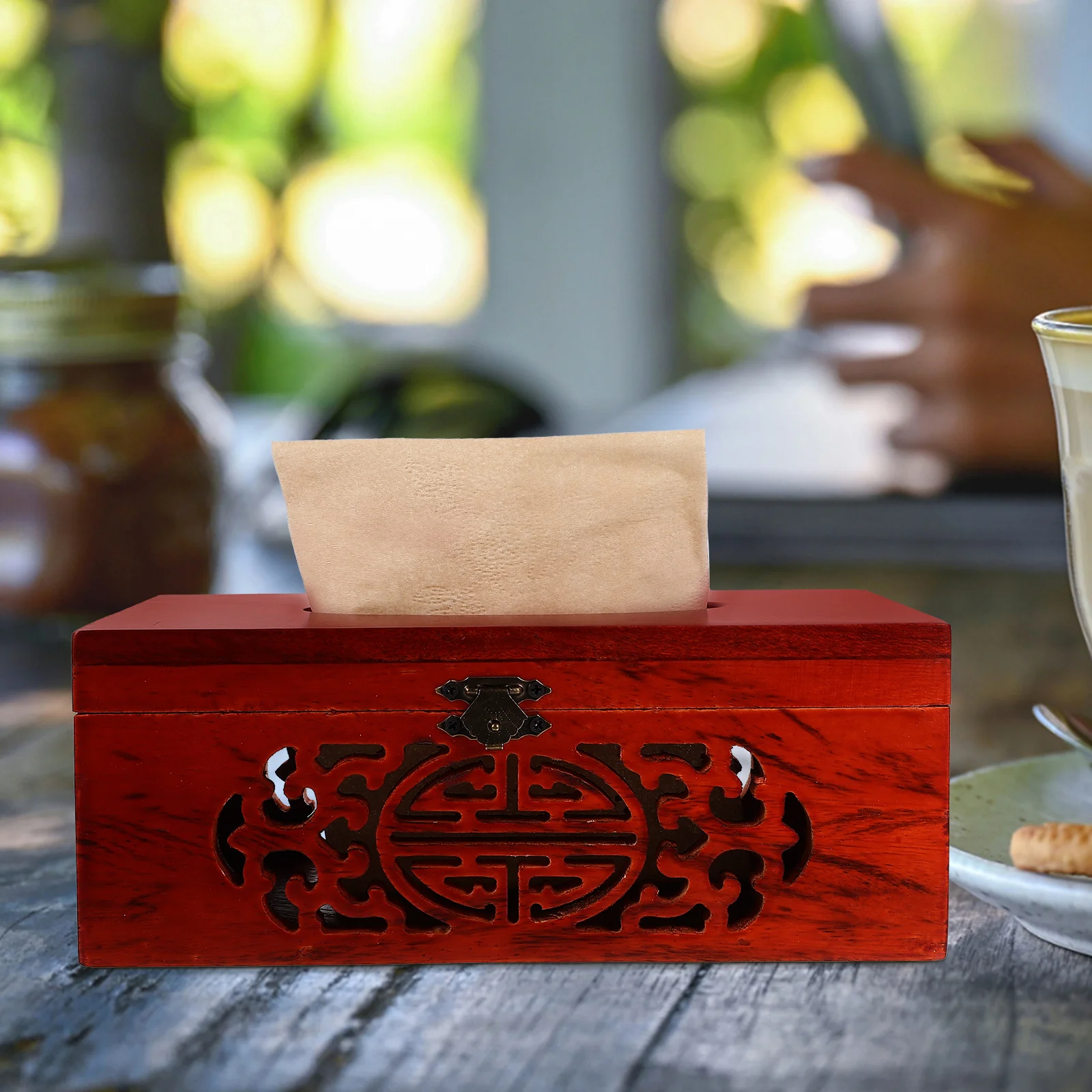 

Wooden Box Cover Rectangular Tissue Holder For Home Office Bedroom Desktop Large Capacity Reusable Household Tissue Storage Box