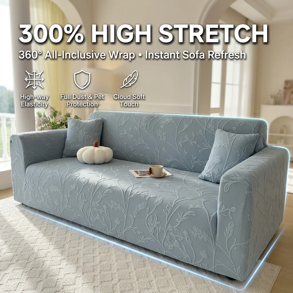 Thick Jacquard Carved Velvet Stretch Sofa Cover All-Inclusive Elastic Couch Slipcover For BedRoom Washable Furniture Protector
