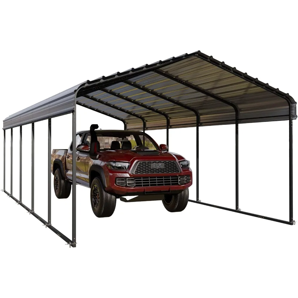 

12 x 25 ft Heavy Duty Car Port with Galvanized Steel Roof, Sturdy Metal Carport Kits for Cars, Boats, and Tractors