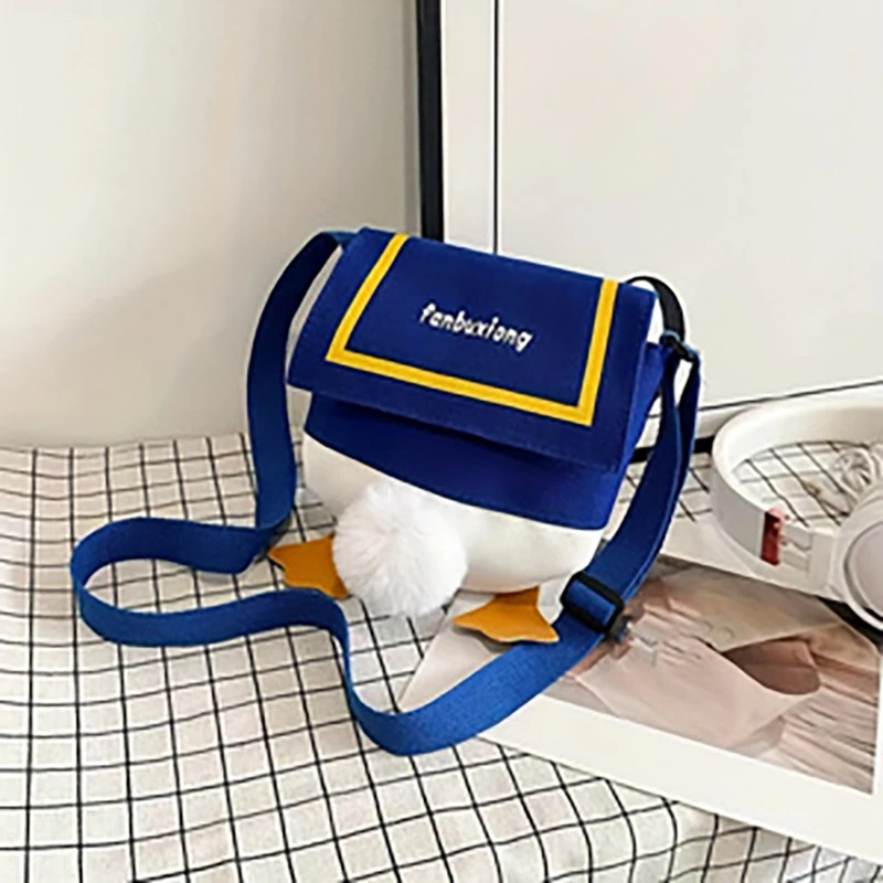 

Холщовая сумка через плечо, дизайн утки, сумка через плечо в милом стиле, подходит для повседневных путешествий.