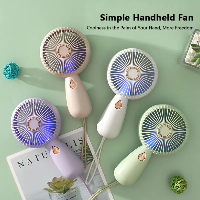 Neuer Mini-Handventilator mit LED-Licht USB-Aufladbar Geräuscharm Tragbarer Kühlventilator für Büro Studentenwohnheim Outdoor 2026
