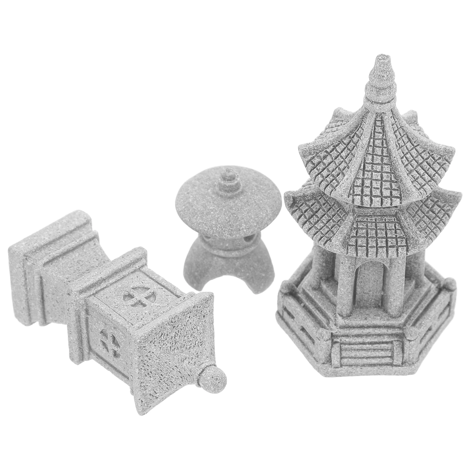 

3pcs Mini Wenchang Pagoda Statue for Garden Yard Balcony Decor with Simulated Tower Ornaments Pavilion Model Bonsai Adorn