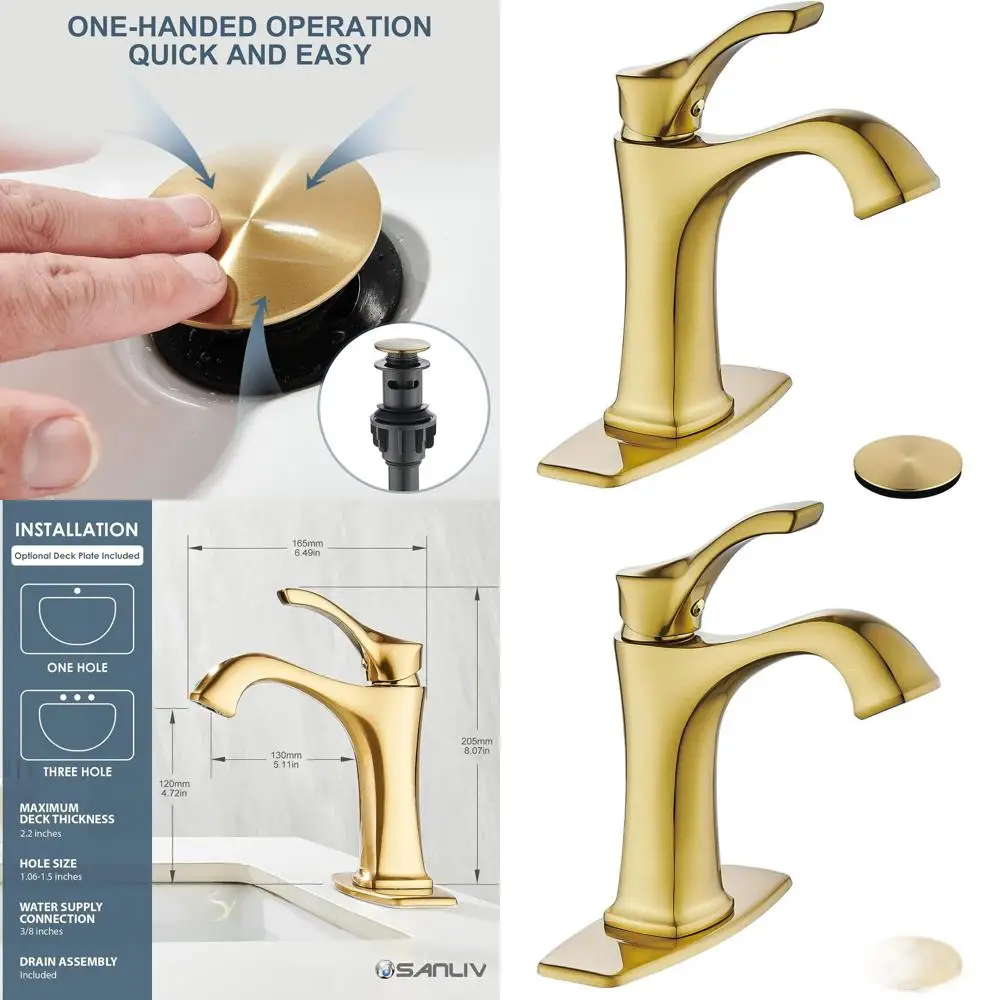 

6-Inch Solid Brass Deck Mount Single Handle Bathroom Faucet with Ceramic Disc Cartridge and Easy Installation