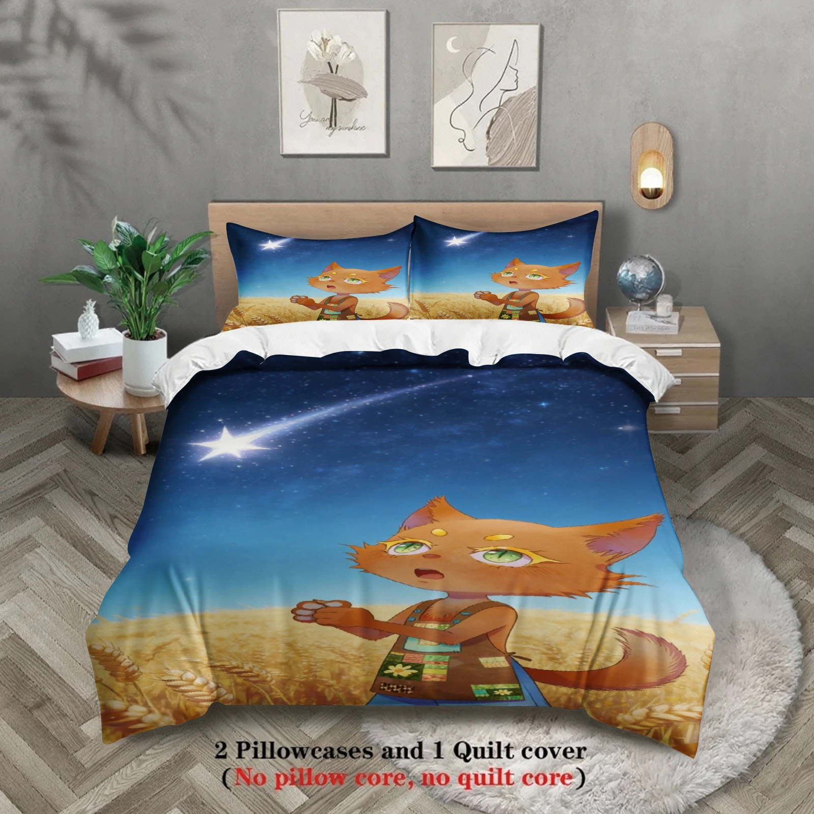 Softville Cozy Town Cute Fern the Quilt Fox Bedding Set With Duvet Cover & Pillowcase For Children's Bedroom Decor