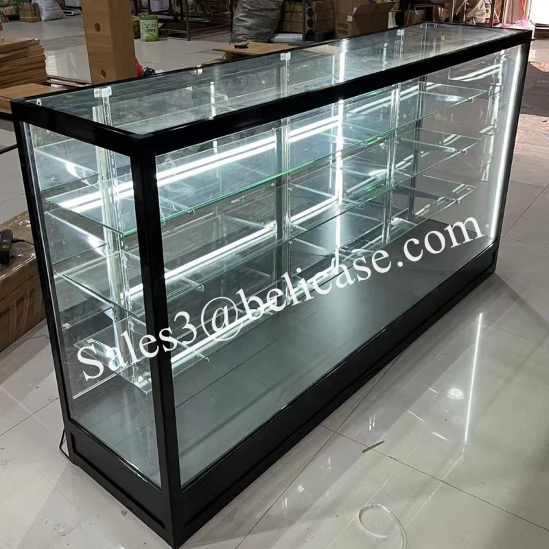 

Custom. Mirror Door Store furniture showcase lockable glass showcase for products display