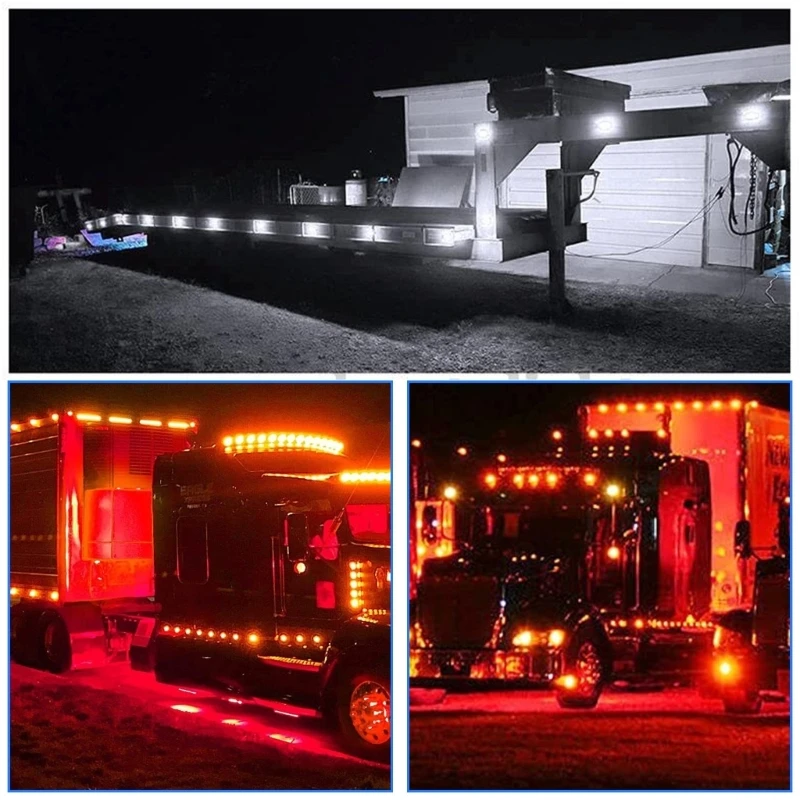 24V LED Truck Side Marker Lights, Blue Flowing Brightness Visibility Lamps for Heavy Vehicles Enhanced Visibility