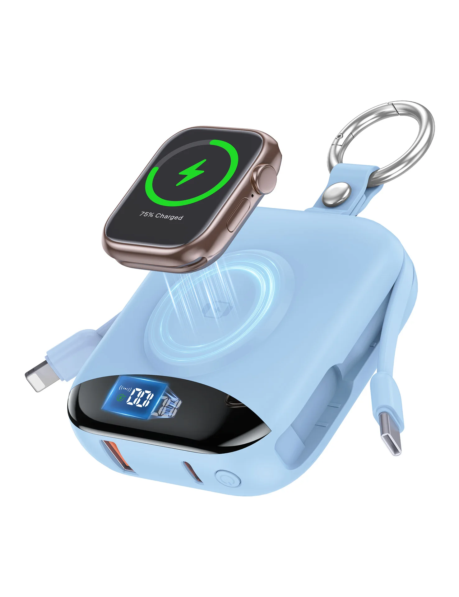 

Портативное зарядное устройство Power Bank 10000 мАч для Apple Watch Serie Travel Powerbank, беспроводное зарядное устройство с брелком, запасная батарея для iPhone