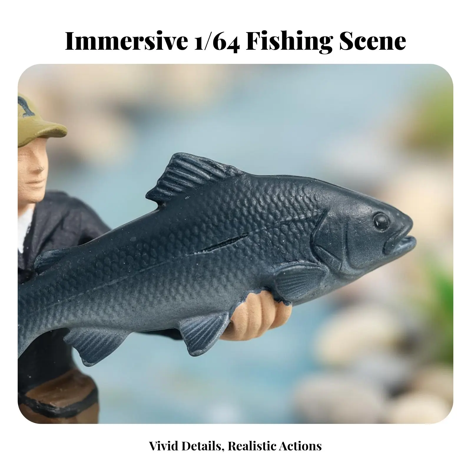 1:64 Scale Fishing Figure Collectible 1:64 Scale Fishing Figure Miniature Fisher Model Realistic Intricacy Tiny Fisherman