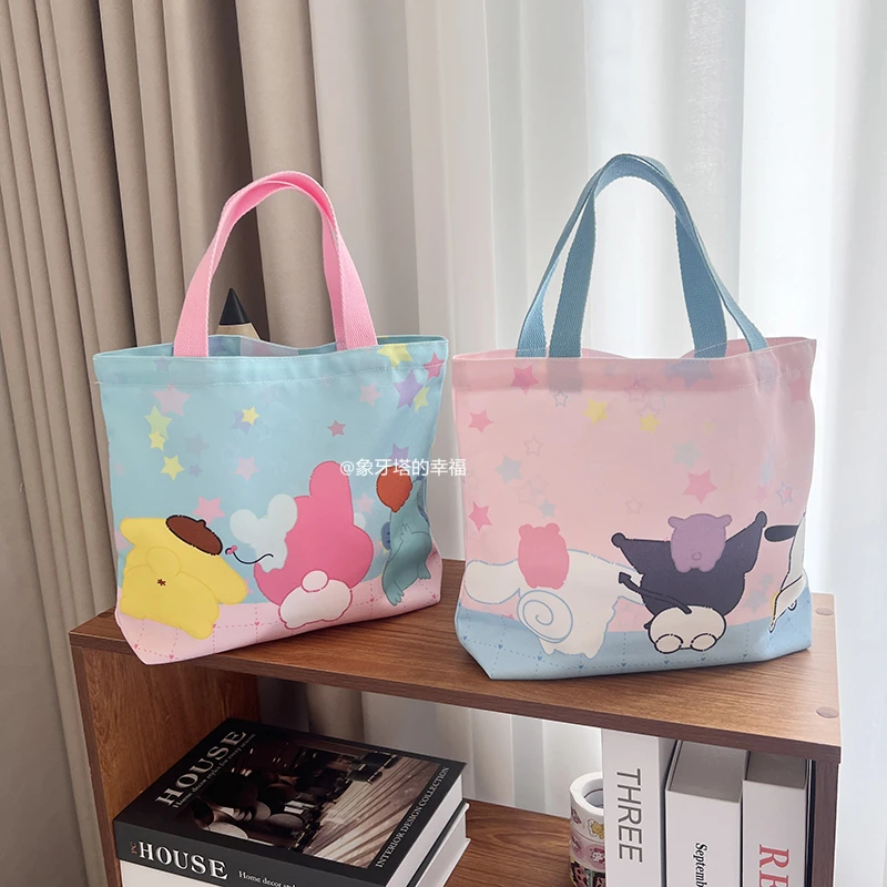 Mooie Kuromi Mijn Melodie Bento Tas Schattige Japanse Stijl Canvas Tas Handtas Kawaii Dubbelzijdig Printen Anime Lunchtas Student