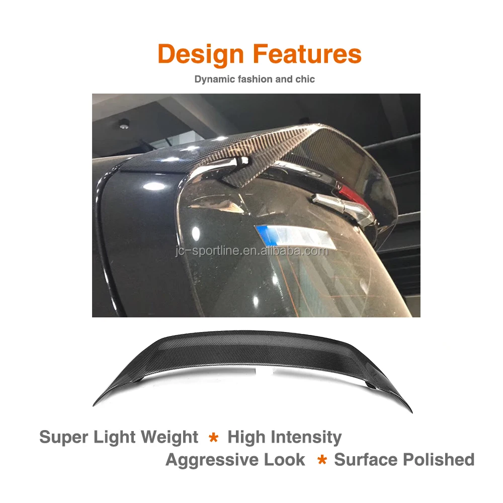 Carbon Fiber Wing Roof Spoiler for Smart Fortwo Coupe 2-Door 16-17 Rear Wings Top Wings Black Lip Trunk Wing Body Kit Splitter