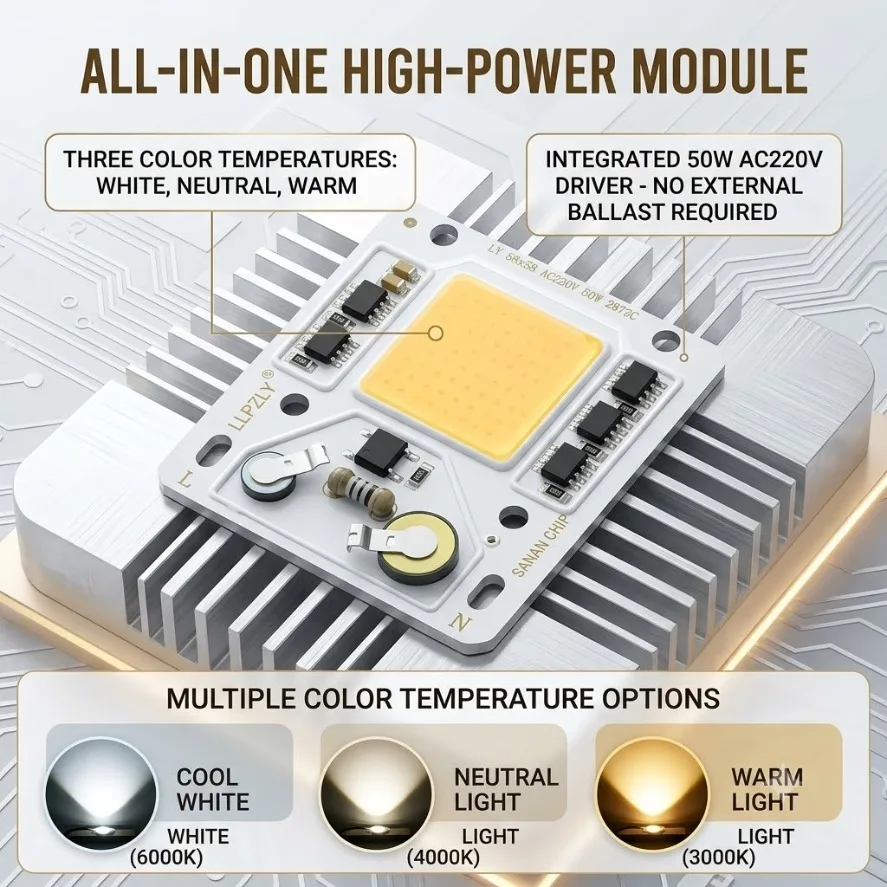 1~10PCS 50W COB LED Chip Lamp AC220V No Need Driver 8 Color Smart IC Light Source for DIY Flood Light Spotlight Outdoor Lighting