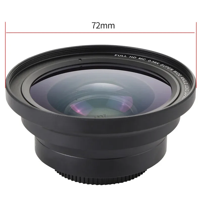 Professional 37mm Macro+72mm Wide Angle Lens 0.39X Full HD for 4K Camcorder 2 IN 1 Universal Lens Adapter Camcorders Accessory