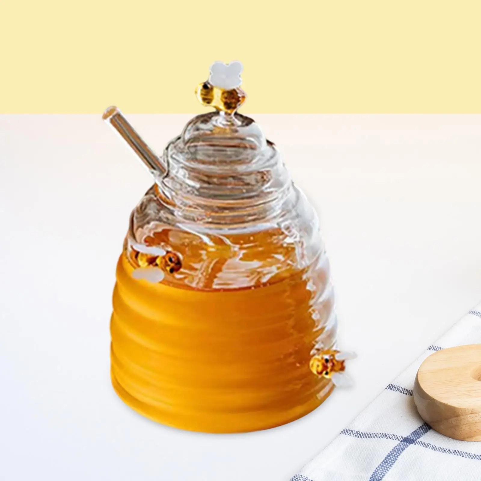 Honey Pot Honey Jar Glass Honey Dispenser Cooking Supplies Storage Container Bottle for Tabletop Dining Household Home Gifts