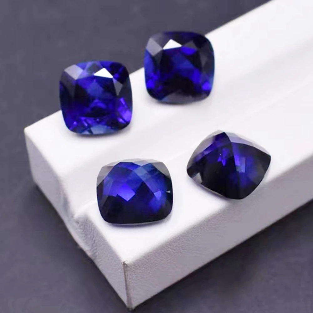 

1 шт./лот 6*6-8*8 мм, выращенная в лаборатории подушка, королевский синий сапфир