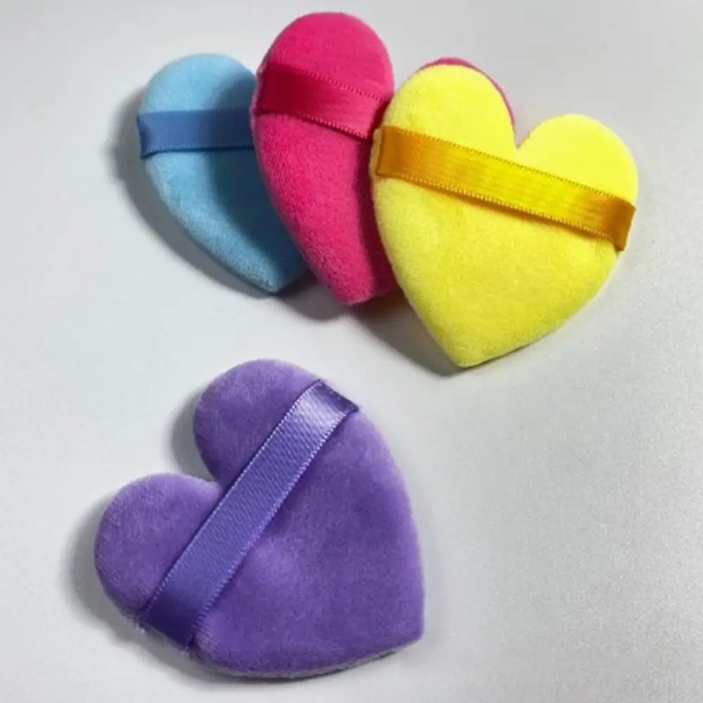 5 pezzi di cuscini per dita del settore lavabili a forma di cuore/rotondo multicolori velluto bagnato asciutto usato spugna mista soffio cosmetico riutilizzabile