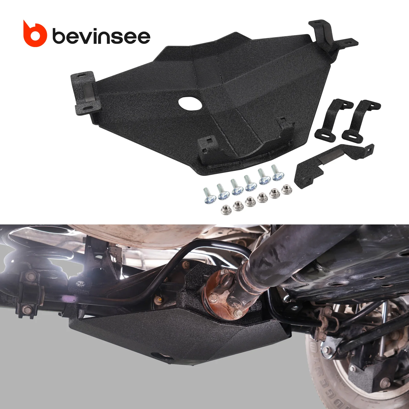 BEVINSEE Differential-Schutzplatten-Halterungsset für Toyota FJ Cruiser 2010-2014, für Toyota 4Runner 2010-2024, Ersatz für 42110-60A81