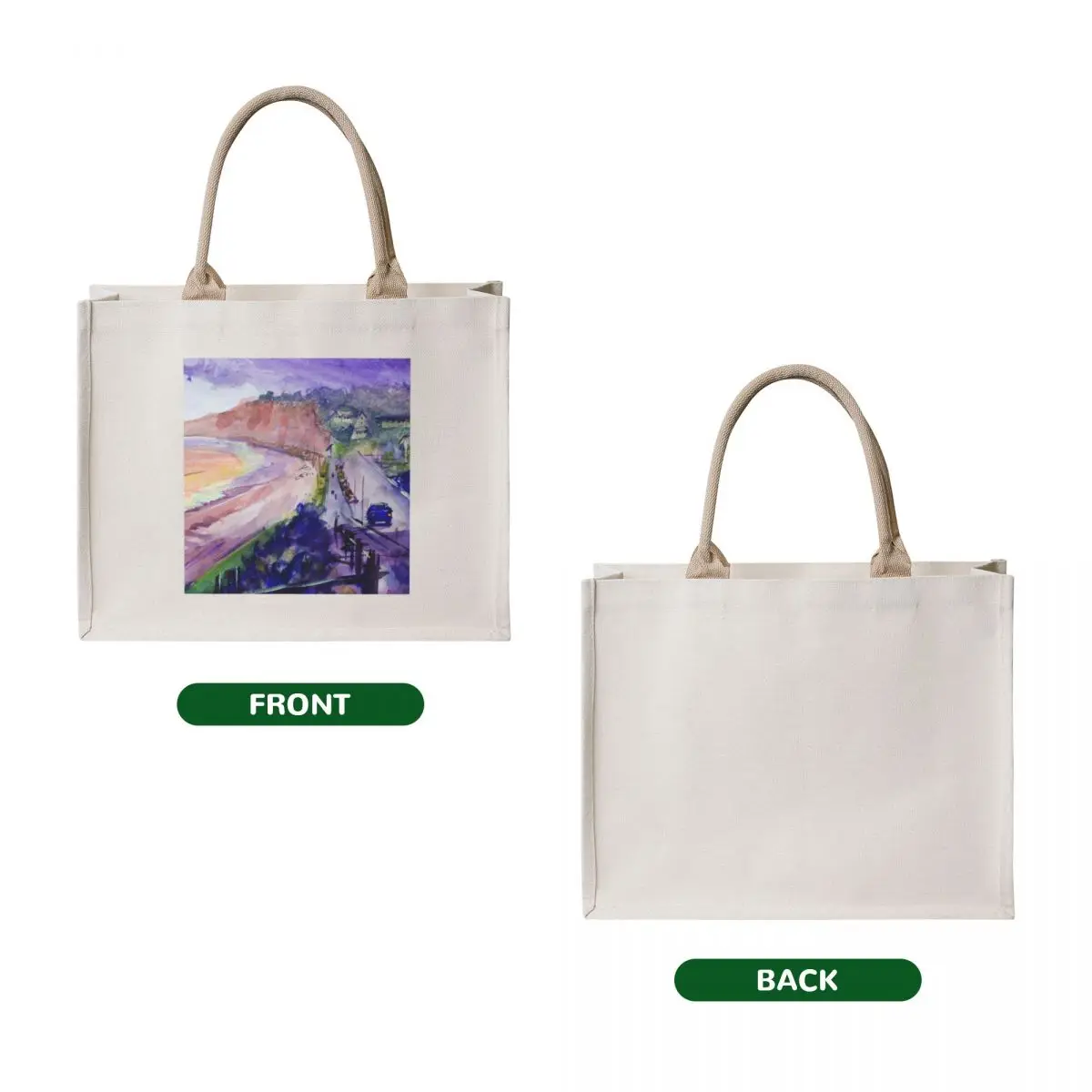 Budleigh Salterton in winter watercolor painting Tote Bag Reusable bags tote bag women Customizable tote bag Candy bags