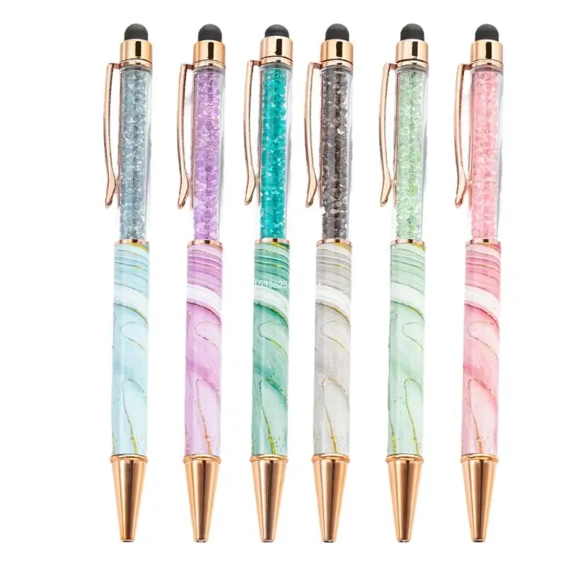 

10Pcs Retractable Ballpoint Pen with Touching Screen Pen Crystal Ballpoint Pen with Metal Pen Clip Office Supplies Dropship