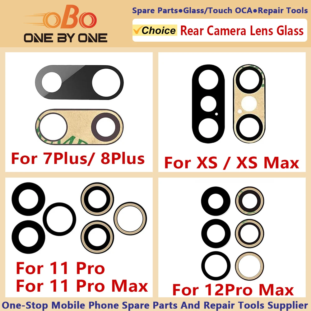 Back Rear Camera Lens Glass For iPhone 7 8 X XR XS 11 12 PLUS PRO MAX MINI Lens Glass with Pre-installed Adhesive Replacement