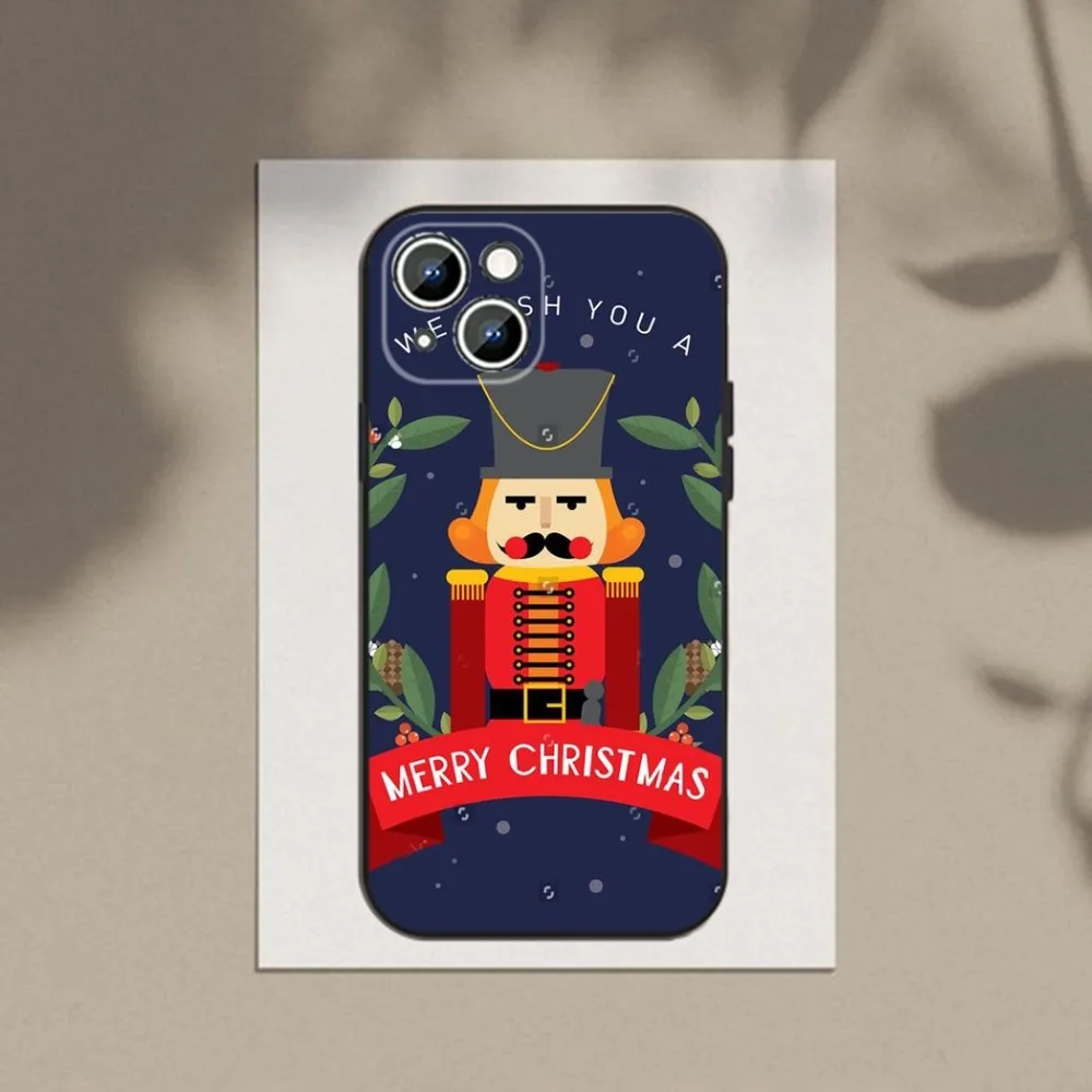 حافظة هاتف كسارة البندق لهاتف أبل آيفون 15,14,13,12,11,XS,XR,X,8,7,Pro,Max,Plus,mini غطاء أسود من السيليكون