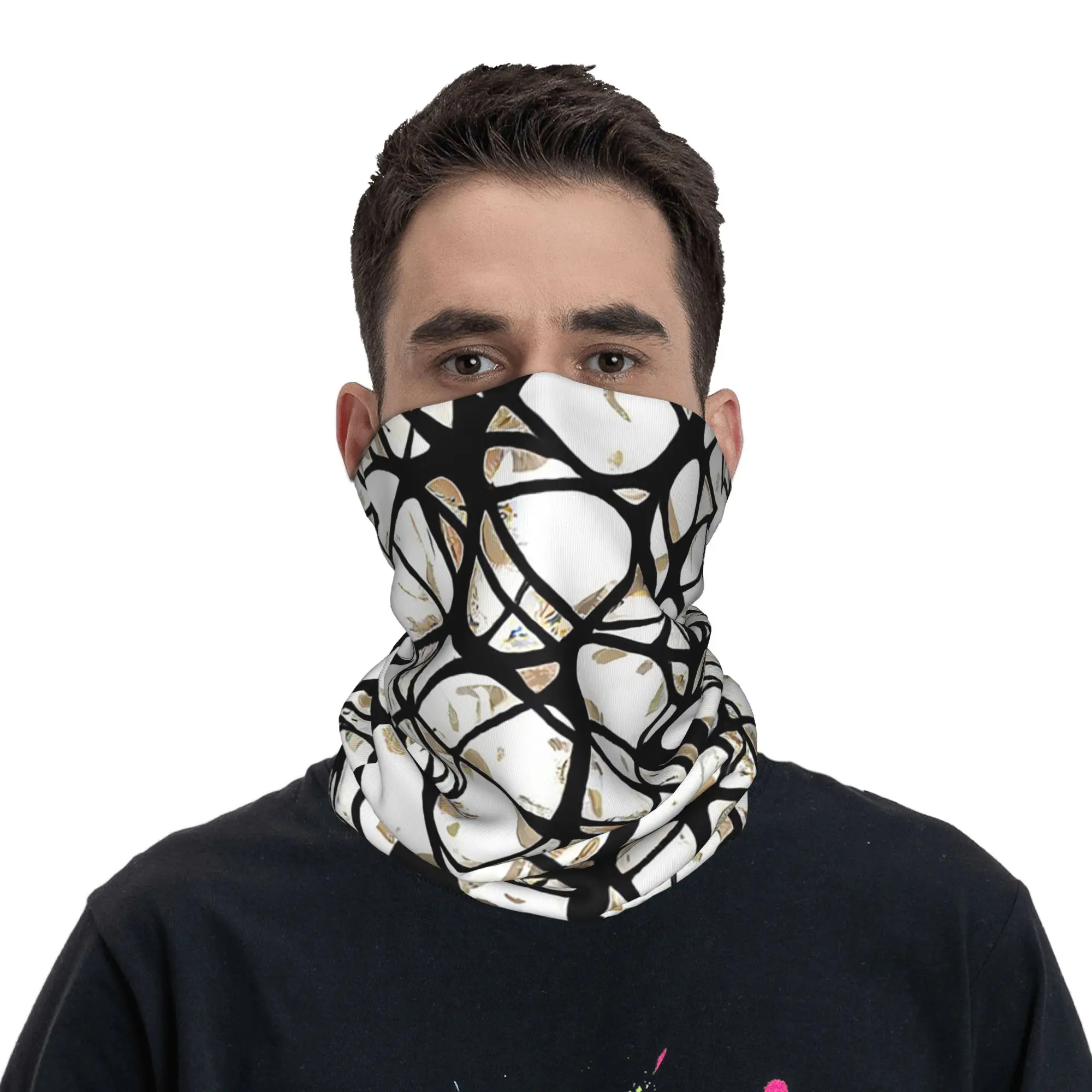 Net Neurons brain cells black and white hand drawing Bandana Neck Gaiter Printed Face Scarf Headband Outdoor Sports Unisex Adult