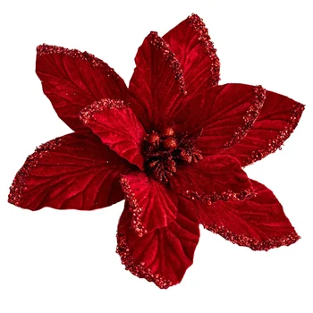 Christmas Holiday Decorations Glitter Christmas Poinsettia Long-lasting Realistic Design…