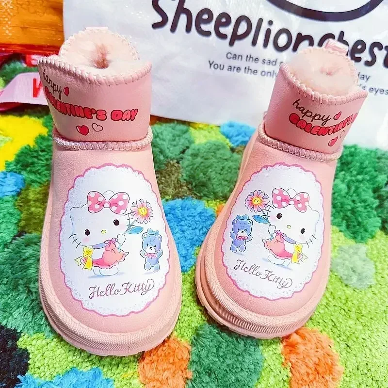 Autumn Winter Cinnamoroll Anime Kuromi Kawaii Children Snow Boots Cute Cartoon Sanrio Ins Kuromi Waterproof Cotton Boots Gifts