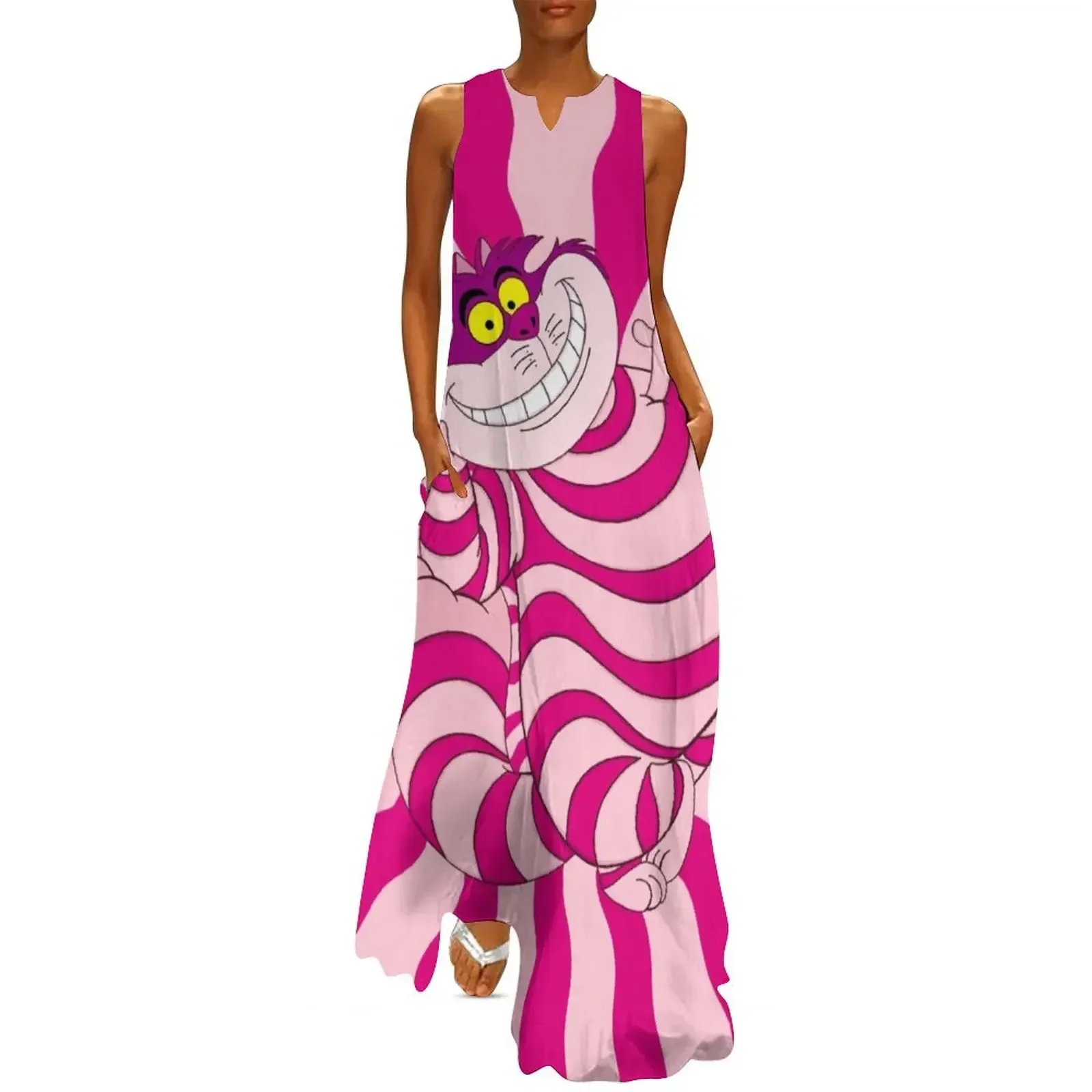 

Trippy striped cat Long Dress summer woman dress 2025 Cocktail of dresses loose summer dress women elegant luxury