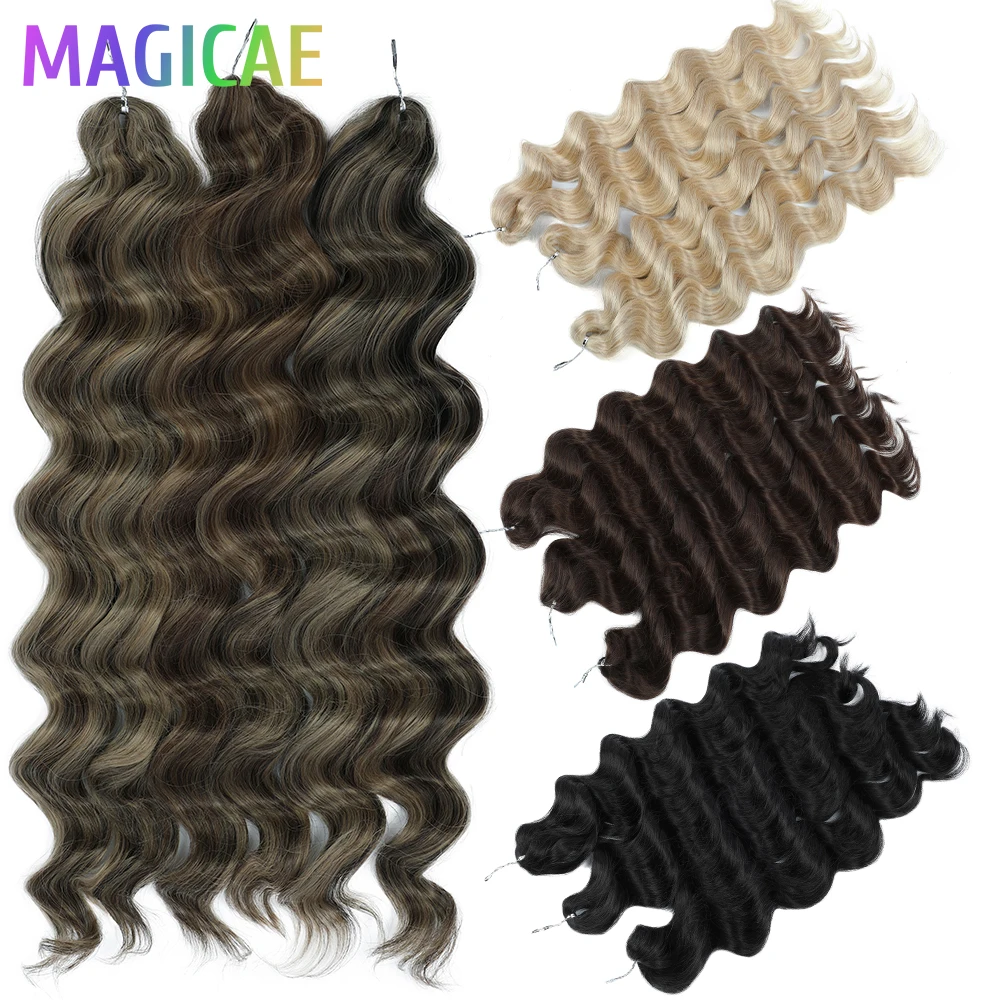 آنا 3 قطعة 28 بوصة 300 جرام فضفاض عميق مجعد الضفائر الكروشيه أومبير براون 24J الأشقر تسليط الضوء على تجديل ارتفاع درجة الحرارة الاصطناعية #1