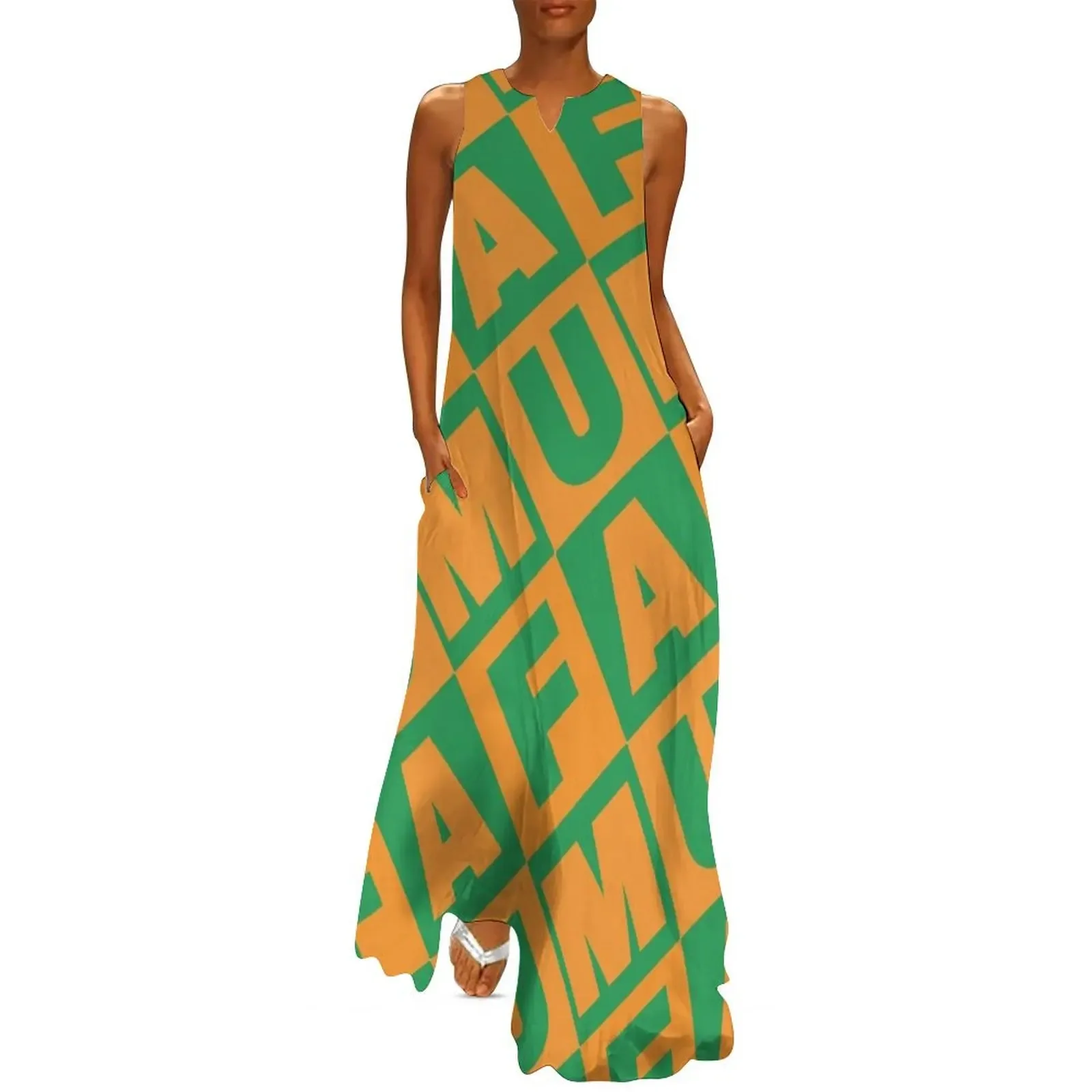 

FAMU Orange and Green repeating pattern Long Dress Dress woman Bridesmaid dress woman Woman fashion