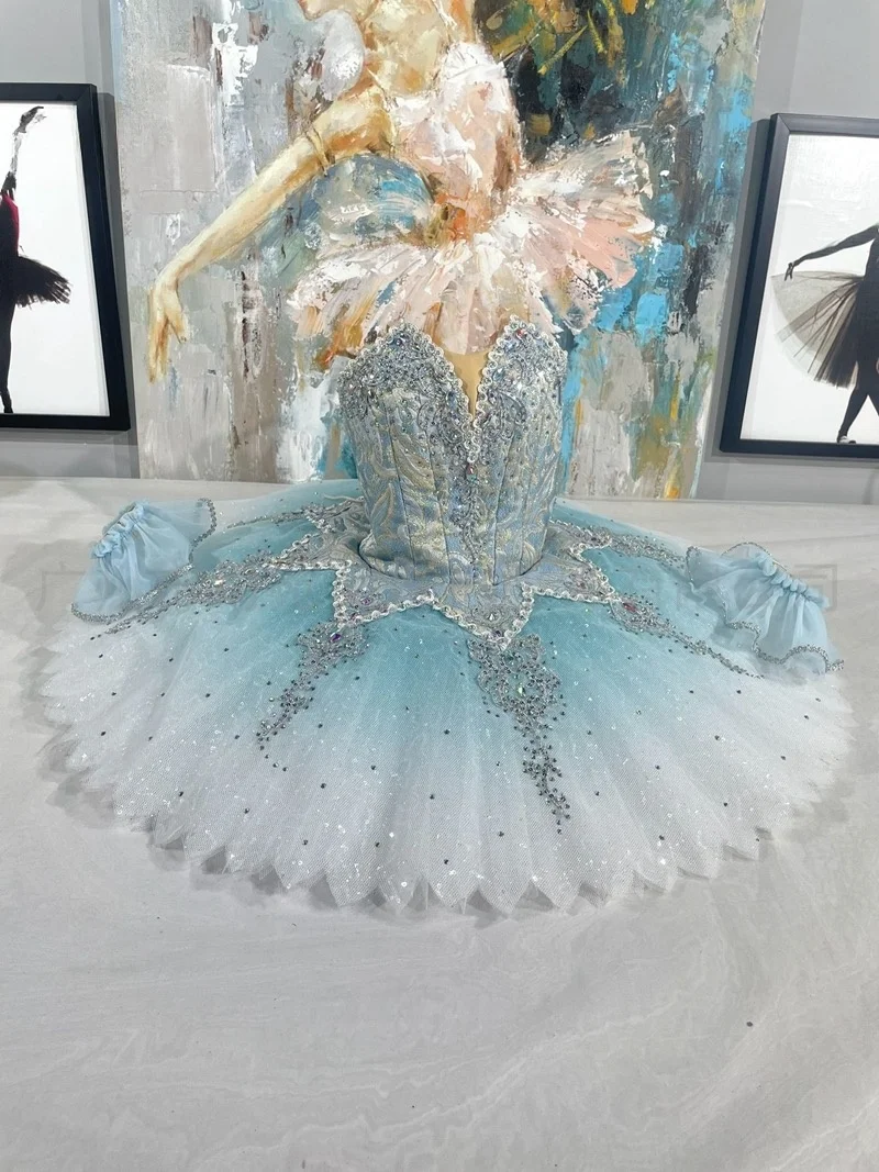 

New product launch ballet blue gradient TUTU gauze skirt Bluebird variation professional competition dance skirt tailor-made