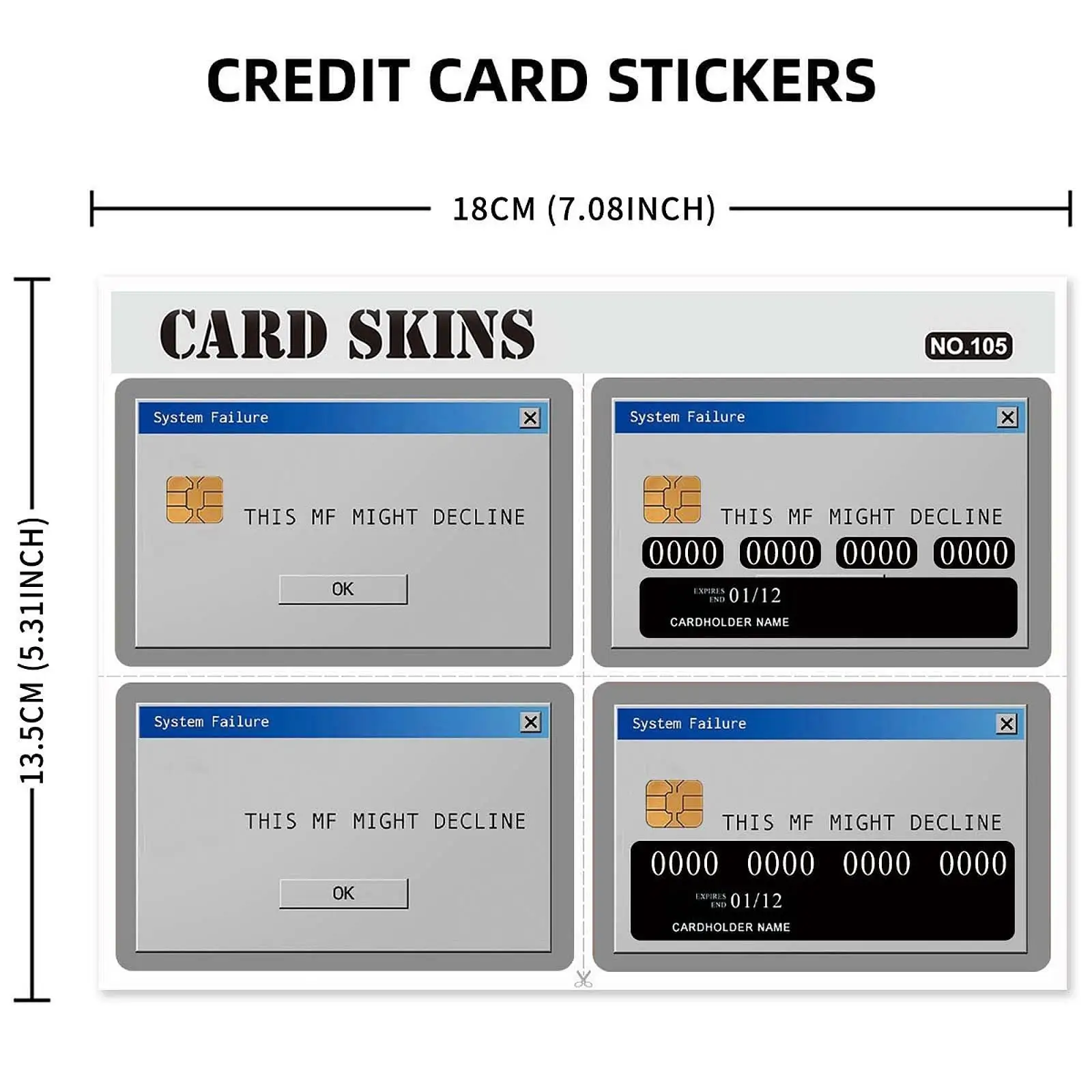 4x Card Sticker All Side Covering Waterproof Slim Removable Protecting Personalized Credit Card Skin for Bank Key Card