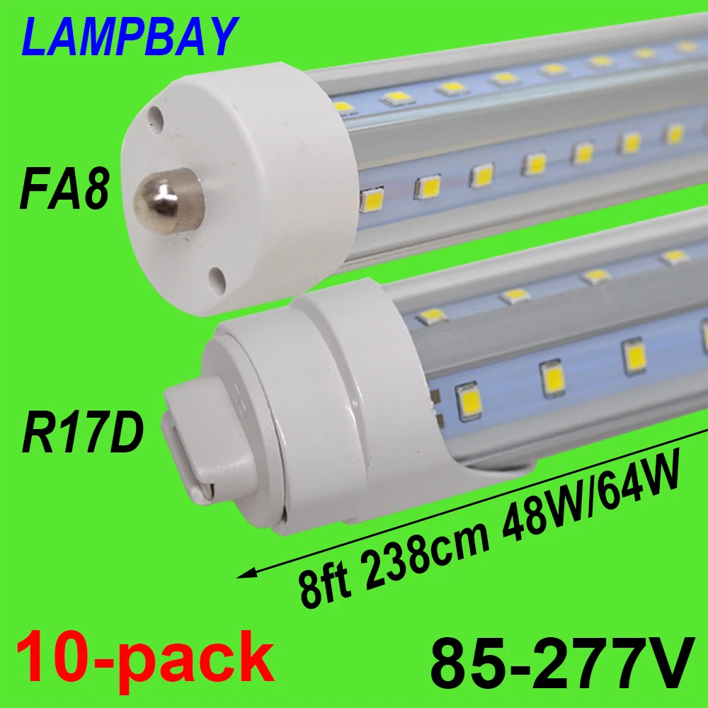 LED Tube Lights V Shaped 270 Angel Bulb 8 feet 2.4m 48W 64W FA8 R17D(HO) T8 T12 F96 Fluorescent Lamp Super Bright