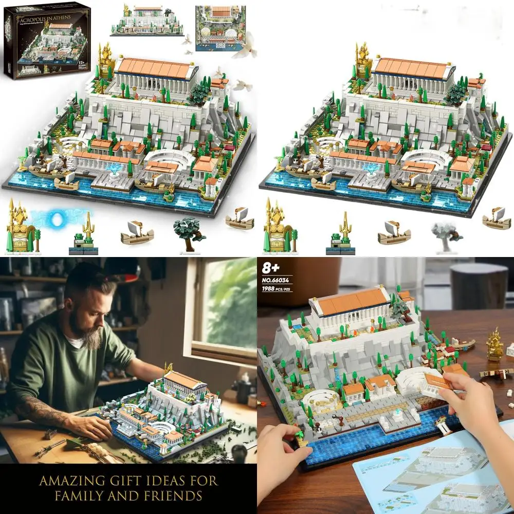 Athen Acropolis Bausteine, 1988-teiliges Wahrzeichen-Set, Stadtbild-Modellbausatz für Erwachsene, Heimdekoration und Geschenk