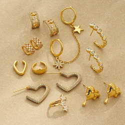 Dainty CZ Zircon Mini Hoop Earrings for Women Gold Plated Star Heart Crystal Cartilage Huggie Earring Female Statement Jewelry