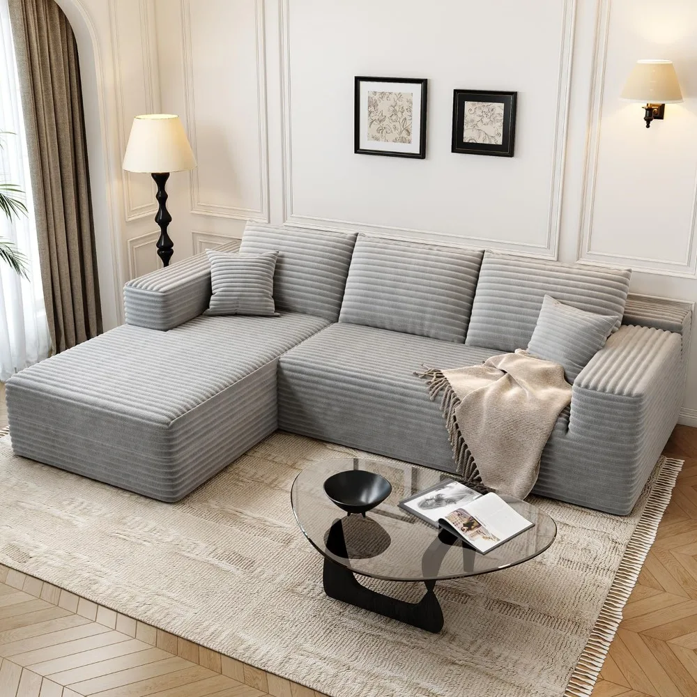

107.5" Cloud Modular Sectional Sofa Couch with L-Shape Chaise,Modern Minimalist Upholstered Couches for Living Room Bedroom