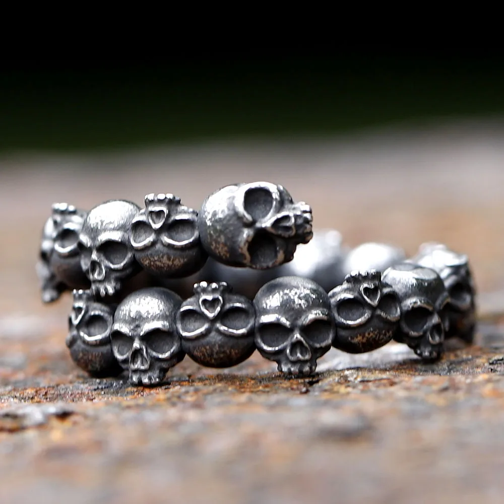2025 Neue Vintage Gothic Stahl Totenkopfringe Herren Punk Rock Ringe Männlicher Punk Rock Party Schmuck Accessoires Kostenloser Versand