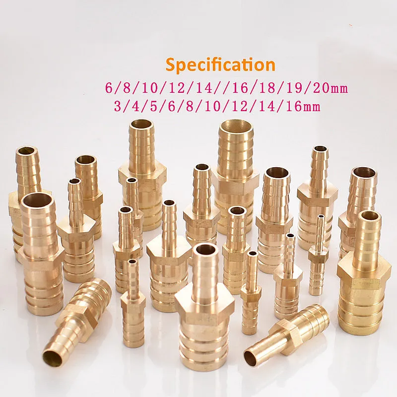 1pcs Brass 2 Way Reducing Straight Hose Barb Barbed Pipe Fitting Reducer Copper Coupler Connector Adapter 4 19 6mm-3mm 8mm-10mm