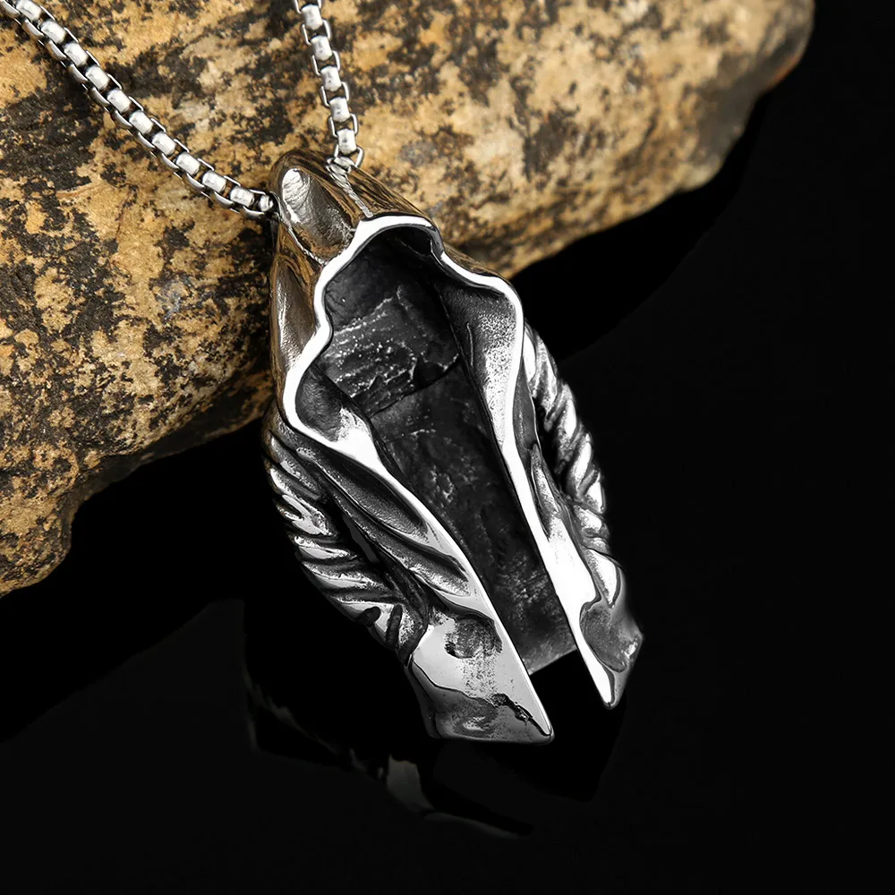 Unisex Stereo Cloaked Faceless Wizard Hooded Pendant Stainless Steel Necklace Gothic Daily Street Vintage Punk Fashion Gift
