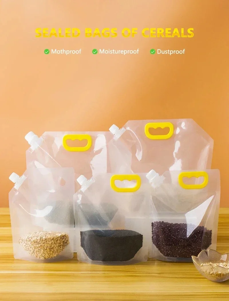 

1pc Sealed Storage Bag Rice Packaging Bag Grains Moisture-Proof Insect-Proof Transparent Thickened Portable Food-Grade Bag