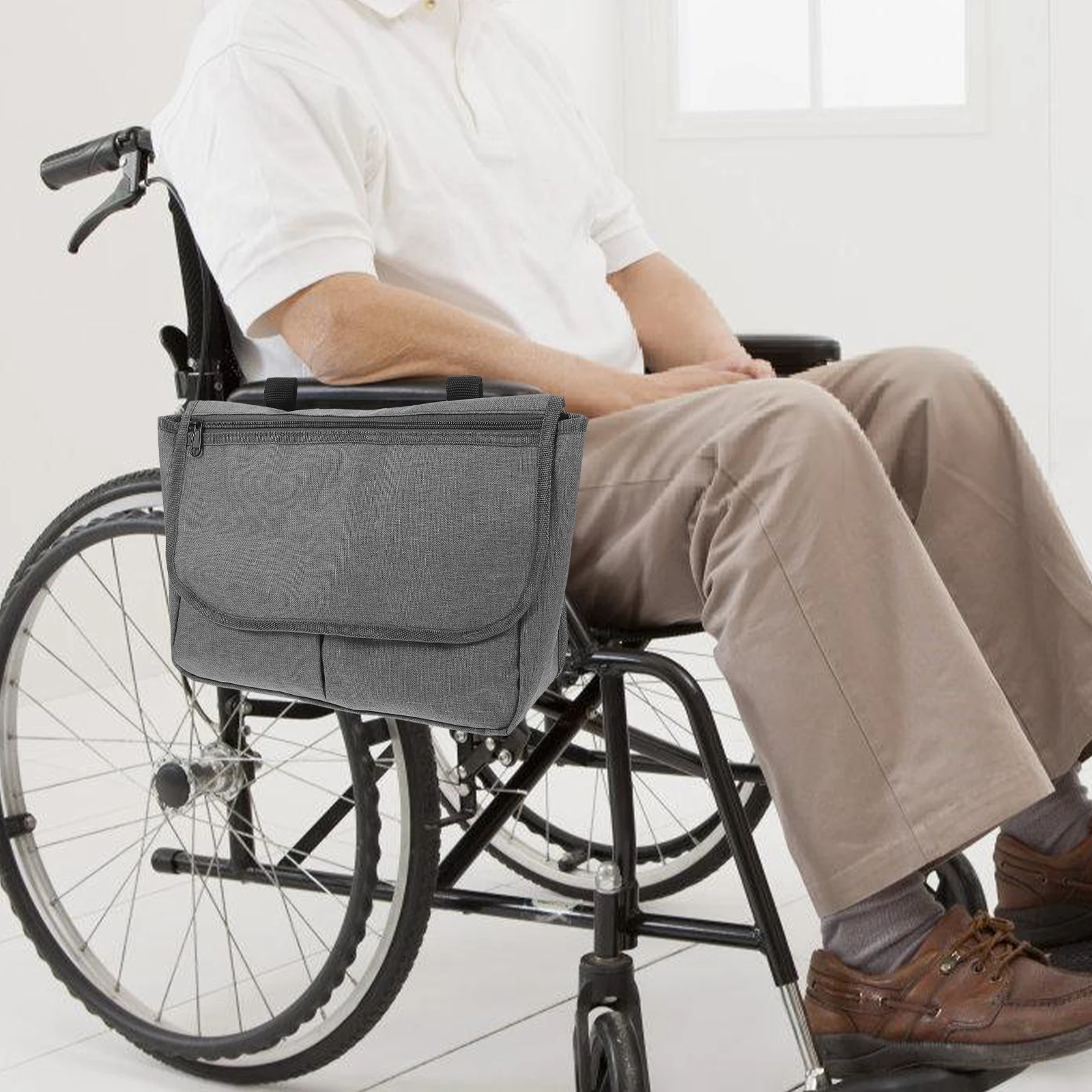 

Polyester Capacity Storage Walker Accessories Bag Gray Wheelchair Wheelchair Bags To Side Side Bag Color