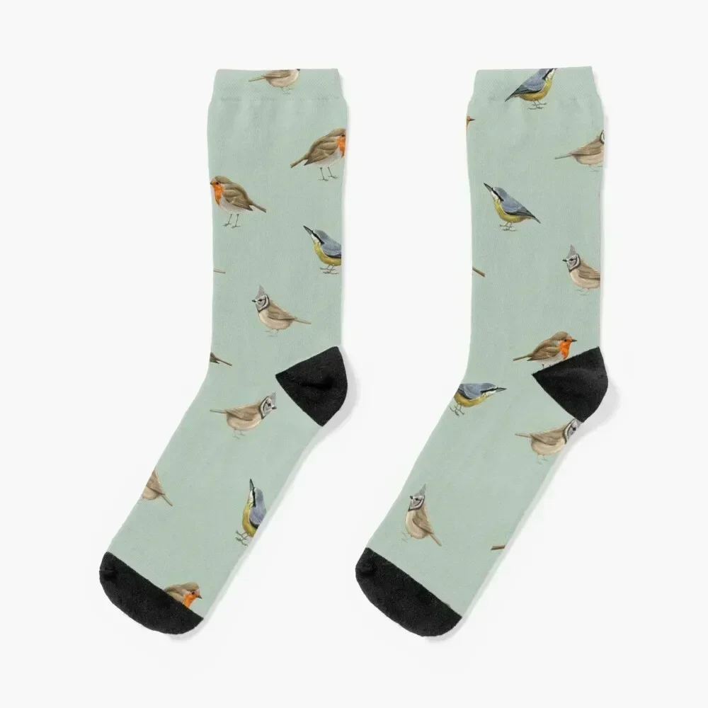 

Bird pattern blue Socks happy anti slip football sheer Men's Socks Women's