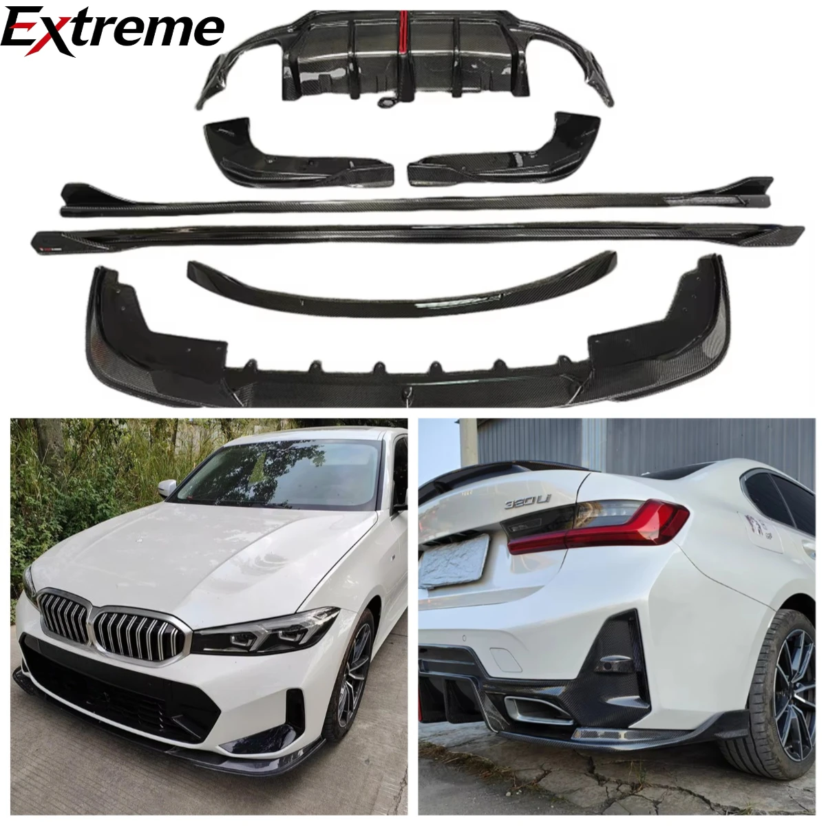 Carbon Fiber Body Kit for BMW's New 3 Series G20 G28 Carbon Fiber Front Lip Rear Diffuser Side Skirts Rear Spoiler Body Kit