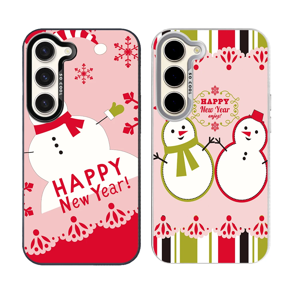 Christmas Art Silver Plated IMD Phone Case For Samsung S26 S25 S24 S23 S22 Ultra S20 S10 S21 FE 5G Plus Cover