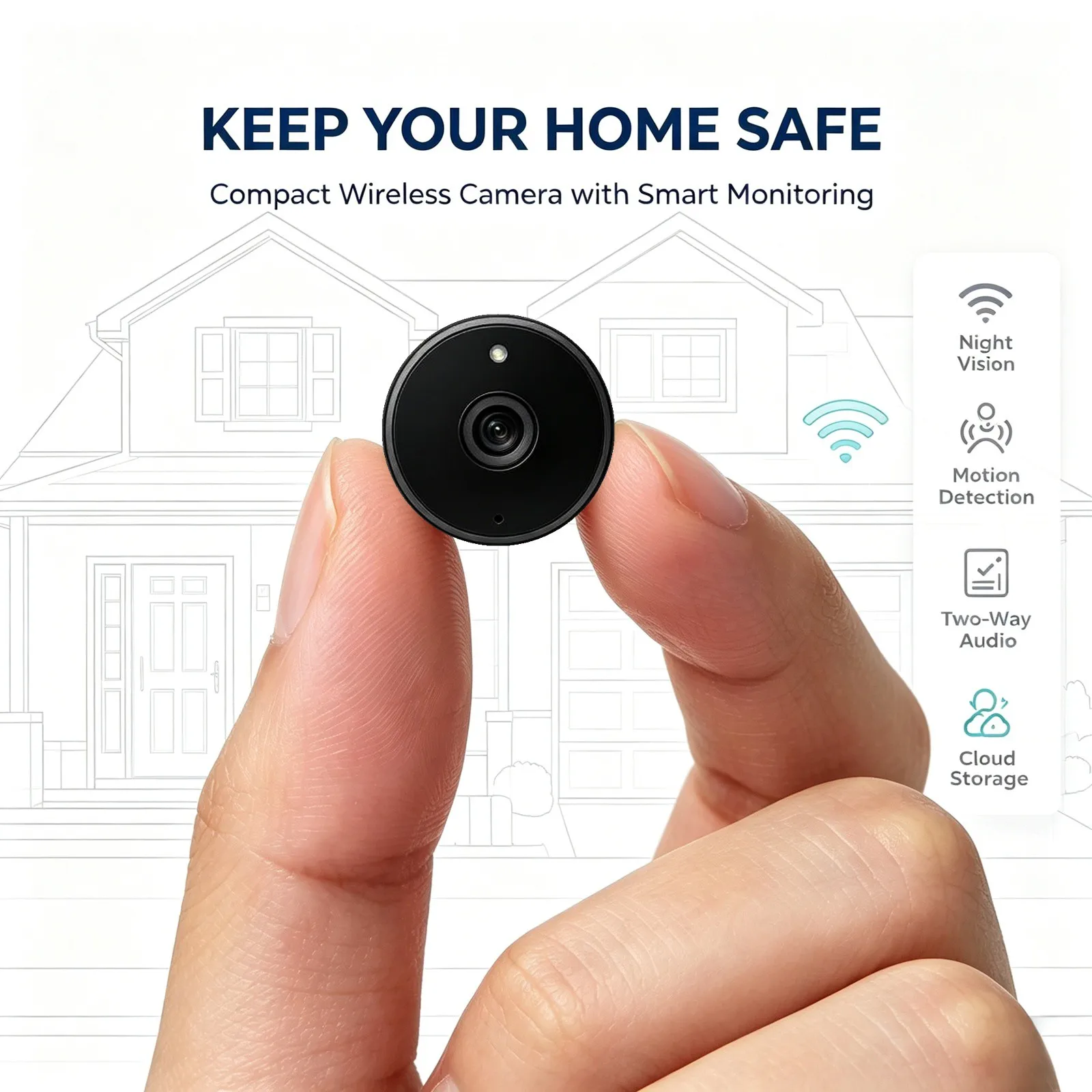 WQ28 WIFI Smart Surveillance Monitor Real‑Time Remote Check On Mobile Device Motion Sensing Trigger Alert Night Vision Clear Image Two‑Way Intercom Multi‑Terminal Sharing Home Store Office Security Monitoring Supply